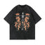 Flame Surrounded Cross Skeleton Vintage Washed Graphic Tee