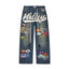 Valley Multi Patch Badge Embroidered Vintage Washed Blue Denim Shorts Men Y2K Baggy Wide Leg Rhinestone Letter Unisex Streetwear Jorts
