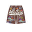 Valley Brown Faux Leather Vintage Patchwork Badge Shorts Rhinestone Cursive Letter Baggy Unisex Y2K Streetwear Casual Jorts