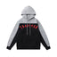 Trapstar Style Autumn/Winter Colorblock Red Logo Hoodie - Black/Grey