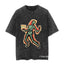 Neon Dancing Skeleton Retro Washed Grunge Short Sleeve T-Shirt