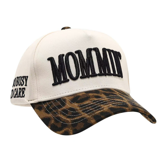 Mommit 3D Puff Embroidered Trucker Hat 6 Panel Curved Brim Baseball Cap Multi Color Leopard Camo Visor Unisex Vintage Streetwear Dad Hat Hover Image