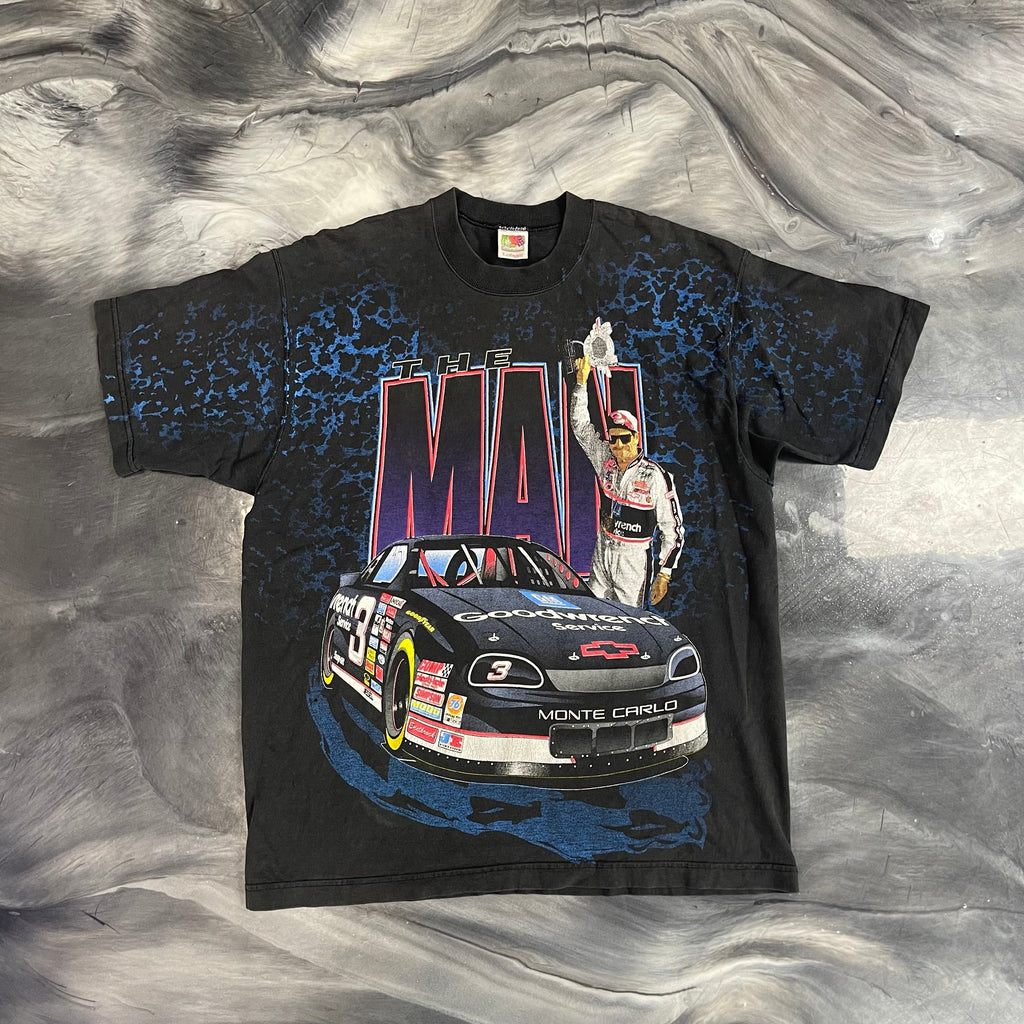 1990s Dale Earnhardt "The Man" NASCAR Vintage All-Over Print Tee