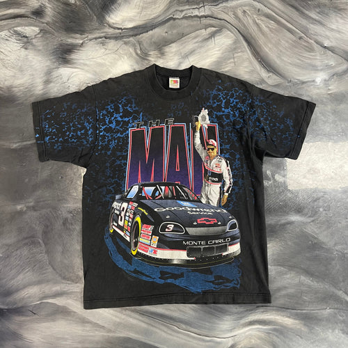 1990s Dale Earnhardt "The Man" NASCAR Vintage All-Over Print Tee