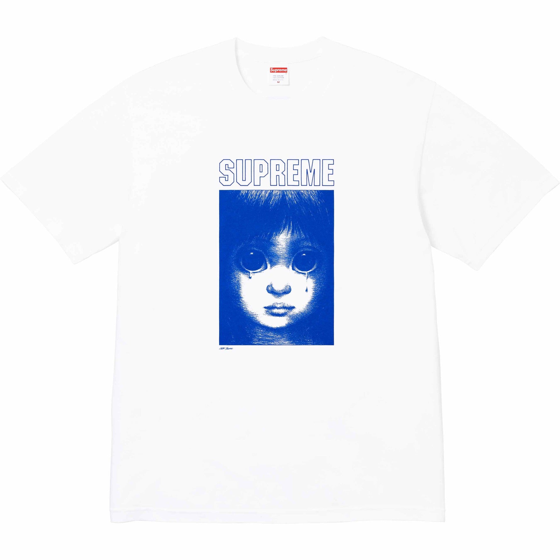 Supreme Crying Big Eyes Doll Portrait Graphic T-Shirt Men Women Vintage Anime Art  Cotton Short Sleeve Streetwear Tee
