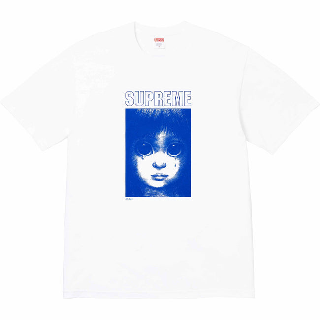 Supreme Crying Big Eyes Doll Portrait Graphic T-Shirt Men Women Vintage Anime Art  Cotton Short Sleeve Streetwear Tee Hover Image