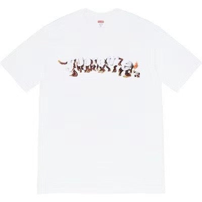 Supreme Animal Fur Texture Wordmark T-Shirt 3D Furry Effect Logo Unisex White Streetwear Short Sleeve Tee Hover Image