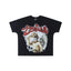 Vintage Blindfolded Angel Cherub Red Graffiti Script T-Shirt Romantic Renaissance Art Grunge Oversized Unisex Black Streetwear Tee