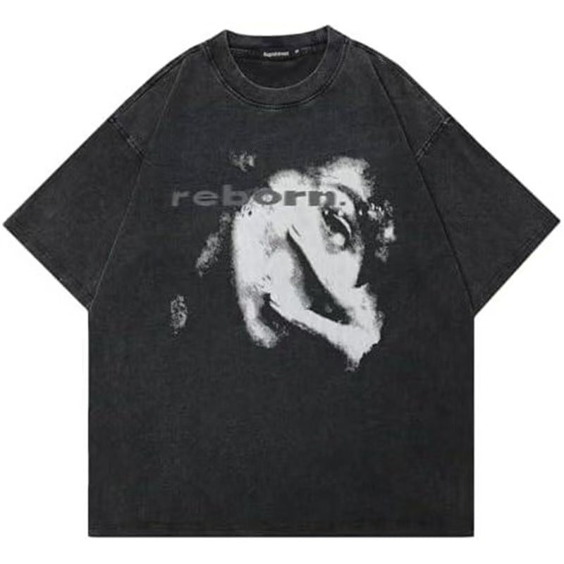 'Reborn' Acid Wash Graphic T-Shirt