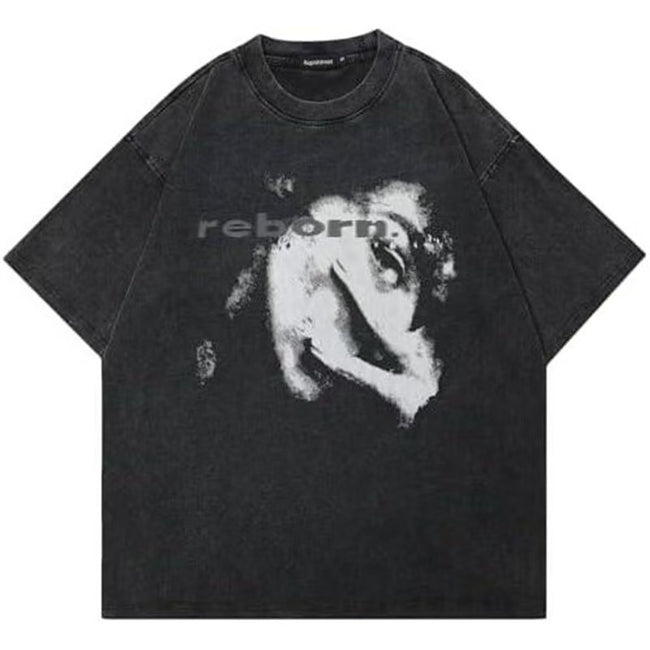 'Reborn' Acid Wash Graphic T-Shirt Hover Image