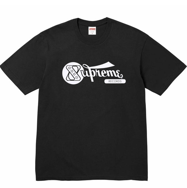 Supreme Records Retro Script Logo T-Shirt Vintage Curved Font Graphic Men Women  Cotton Streetwear Short Sleeve Tee Main Image