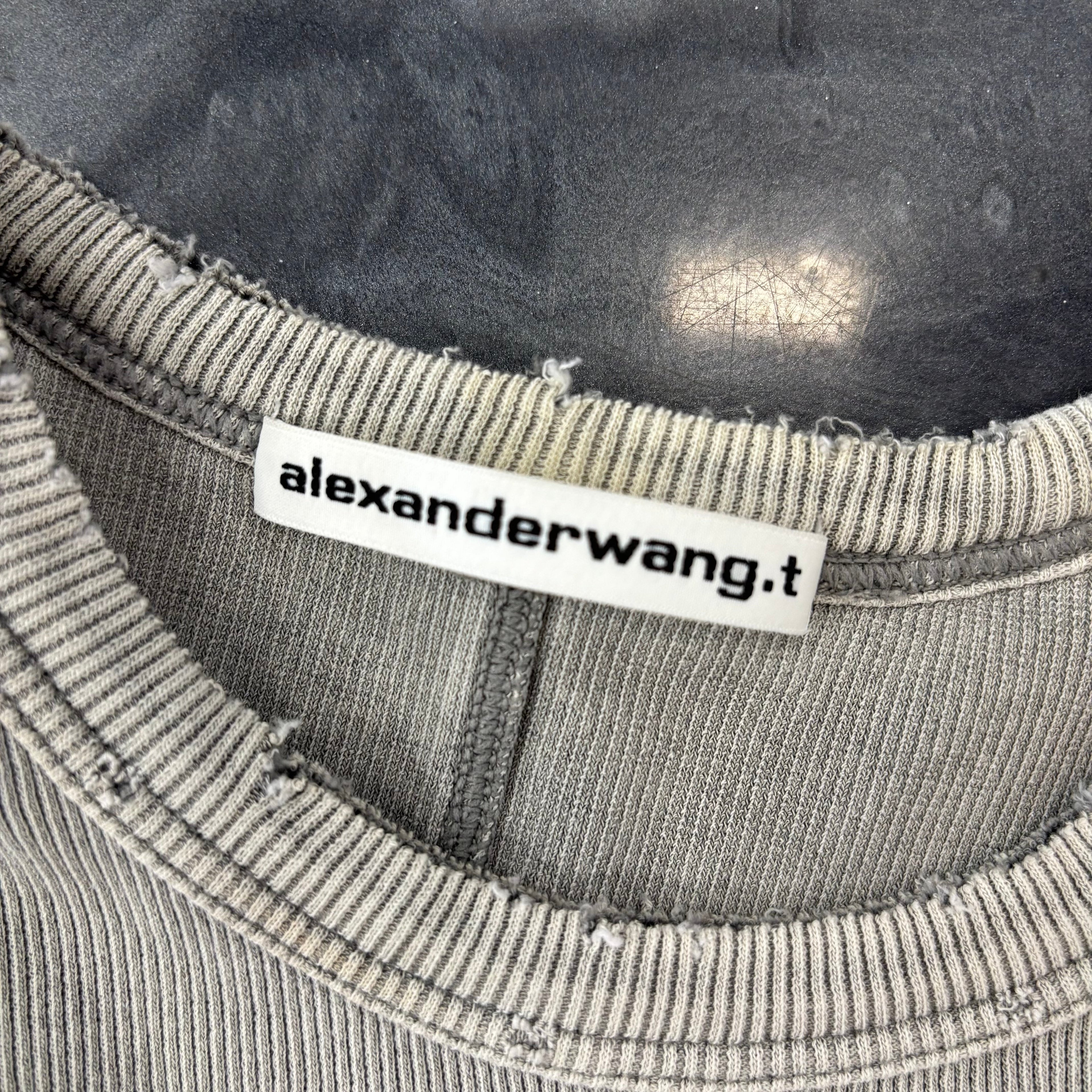 Alexander Wang Women’s Distressed Edge Rib Baby Tee Grey