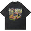 Flame Racing Car Graphic Vintage Washed T-Shirt Hip Hop Enthusiasm Streetwear Oversized Unisex Tee