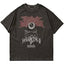 Black Metal Gothic Eyeball Vintage Washed T-Shirt Dark Horror Streetwear Oversized Unisex Short Sleeve Tee
