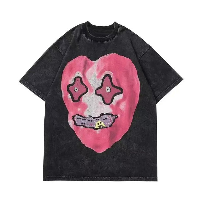 'Nightmare Heart' Acid Washed Graphic Print T-Shirt Hover Image