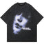 Dark Blurry Portrait Gothic Washed T-Shirt Y2K Sad Aesthetic Oversized Streetwear Unisex Short Sleeve