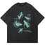 Vintage Acid Wash Oversized T-Shirt Men Women Surreal Falling Figure Green Bubble Print Dark Grunge Aesthetic Loose Unisex Streetwear Short Sleeve Tee