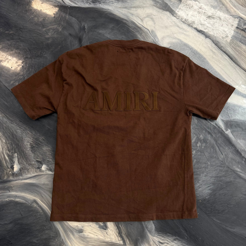 Amiri Tee Front & Back Spell Out Tee Brown
