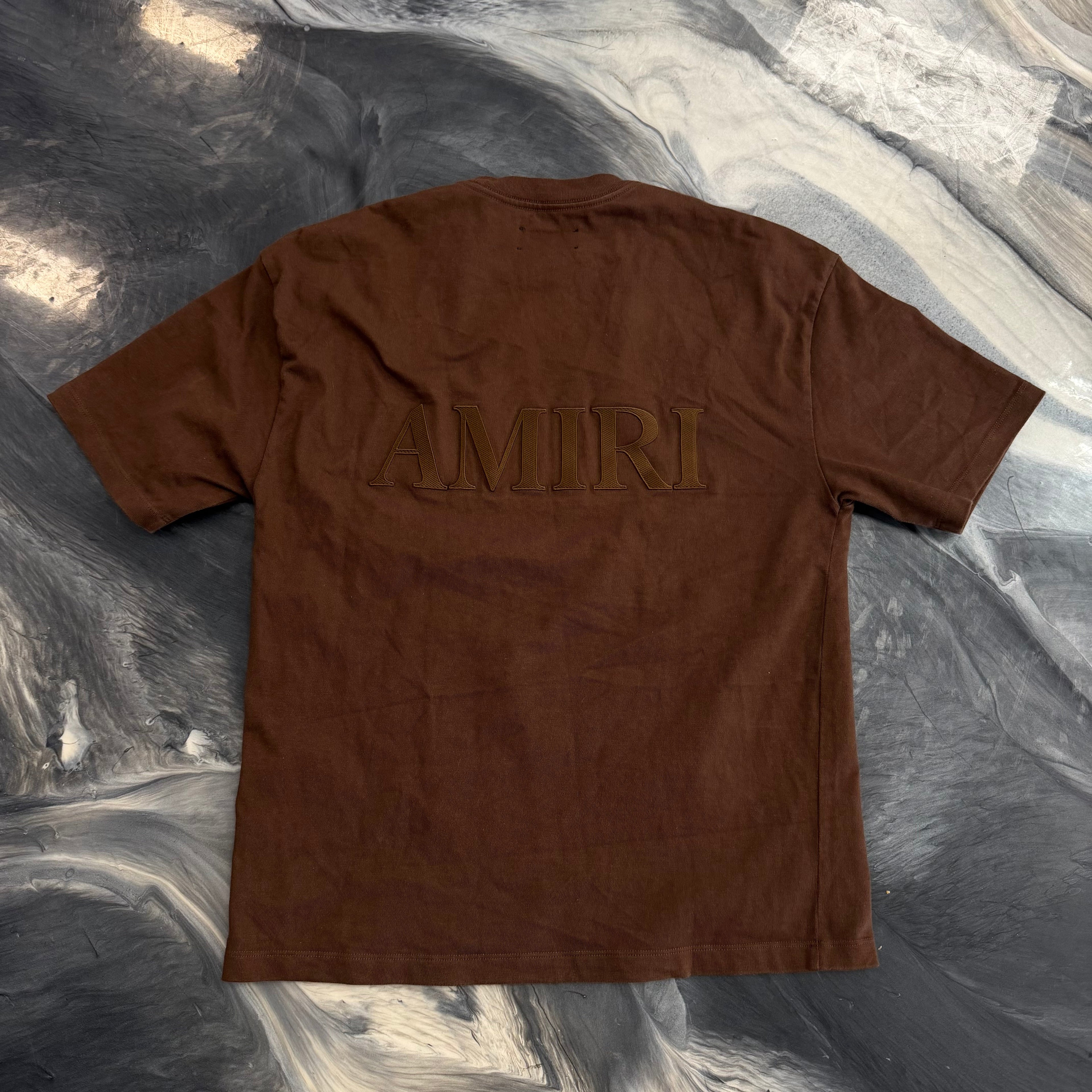 Amiri Tee Front & Back Spell Out Tee Brown