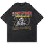 Lightning Skeleton Retro Hotline Graphic Washed T-Shirt Stuck Forever Vintage Streetwear Oversized Tee