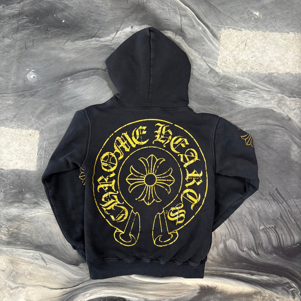 Chrome Hearts Vintage Gold Horseshoe Thermal Zip Up Hoodie