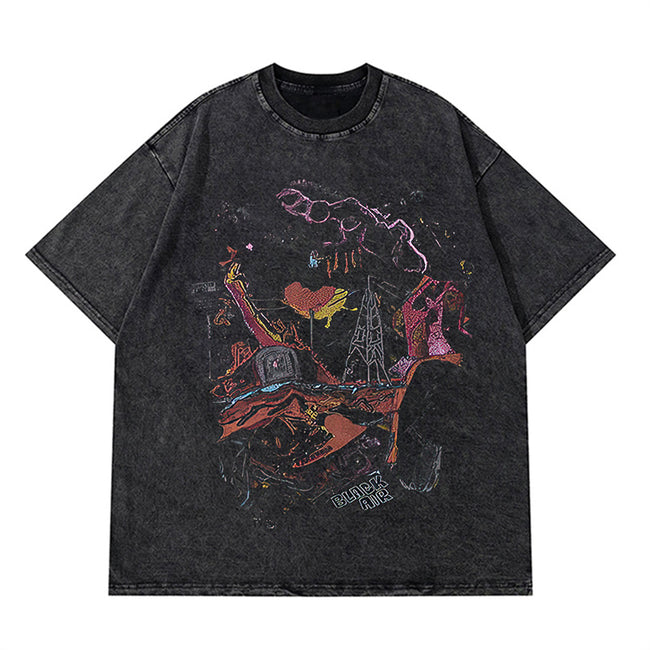 BLACK AIR 'Destruction' Washed Cotton Oversize T-Shirt Hover Image