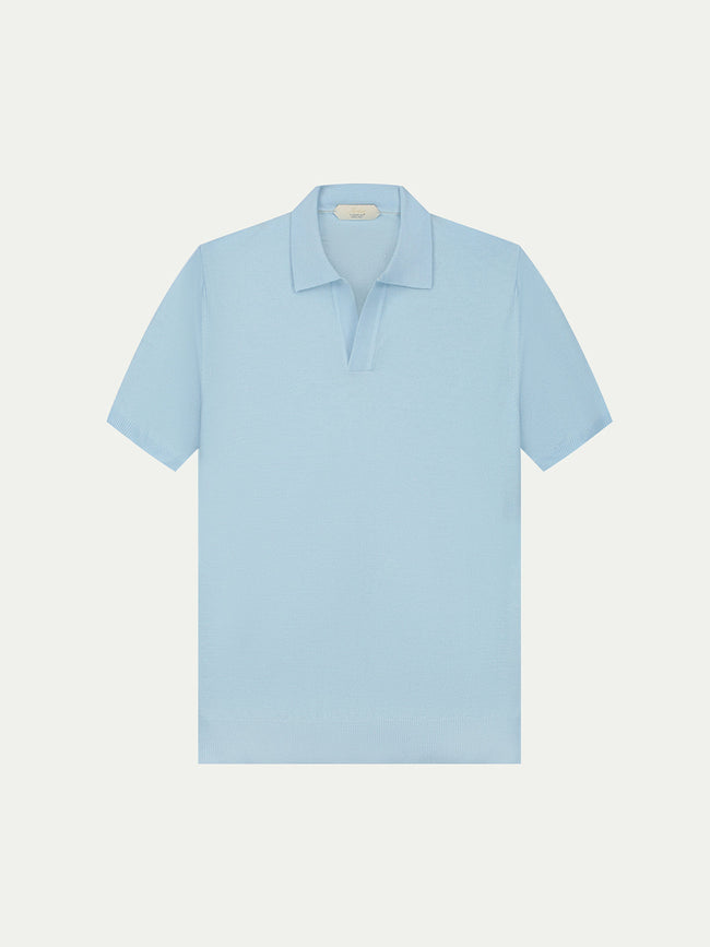Shortsleeve Buttonless Polo Light Blue Hover Image