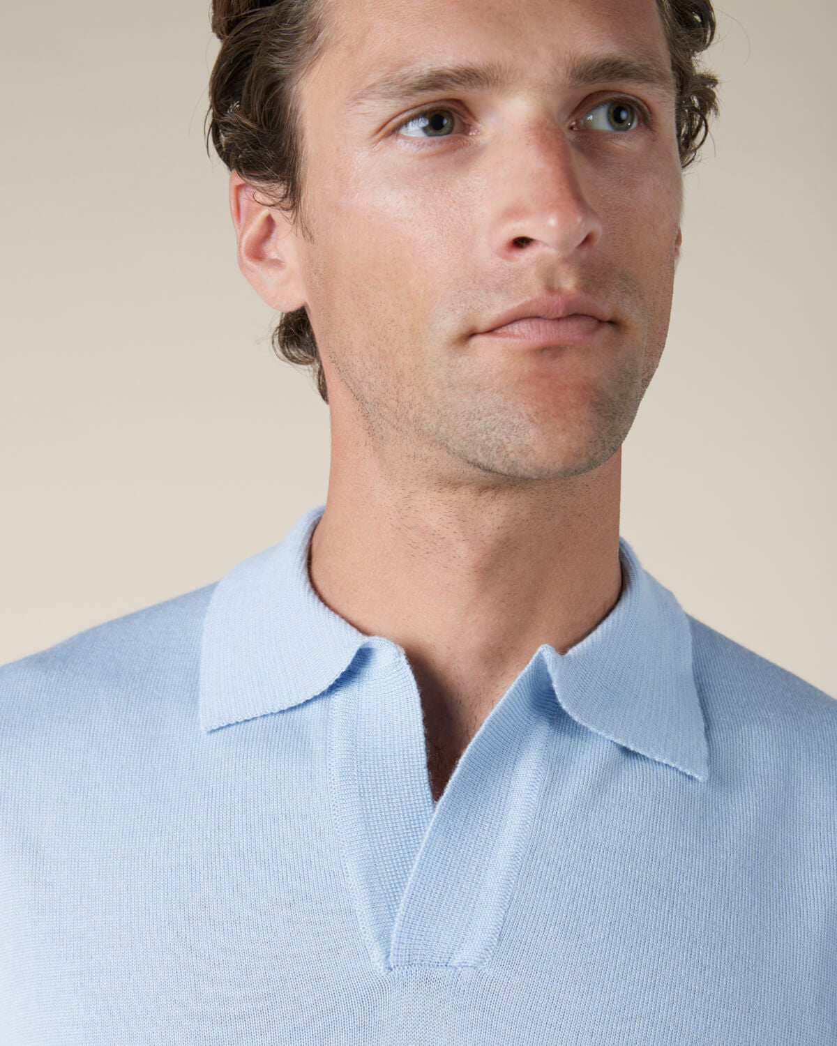 Shortsleeve Buttonless Polo Light Blue