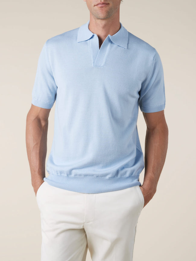 Shortsleeve Buttonless Polo Light Blue Main Image