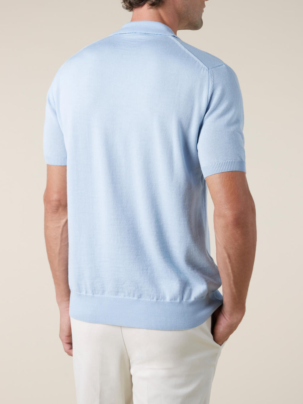 Shortsleeve Buttonless Polo Light Blue