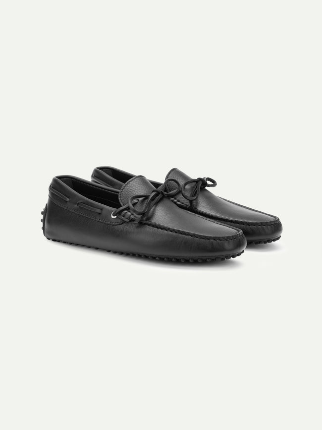 Black Leather Driving Shoes Hover Image