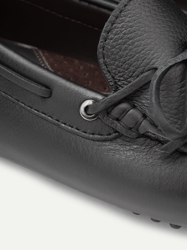 Black Leather Driving Shoes Main Image