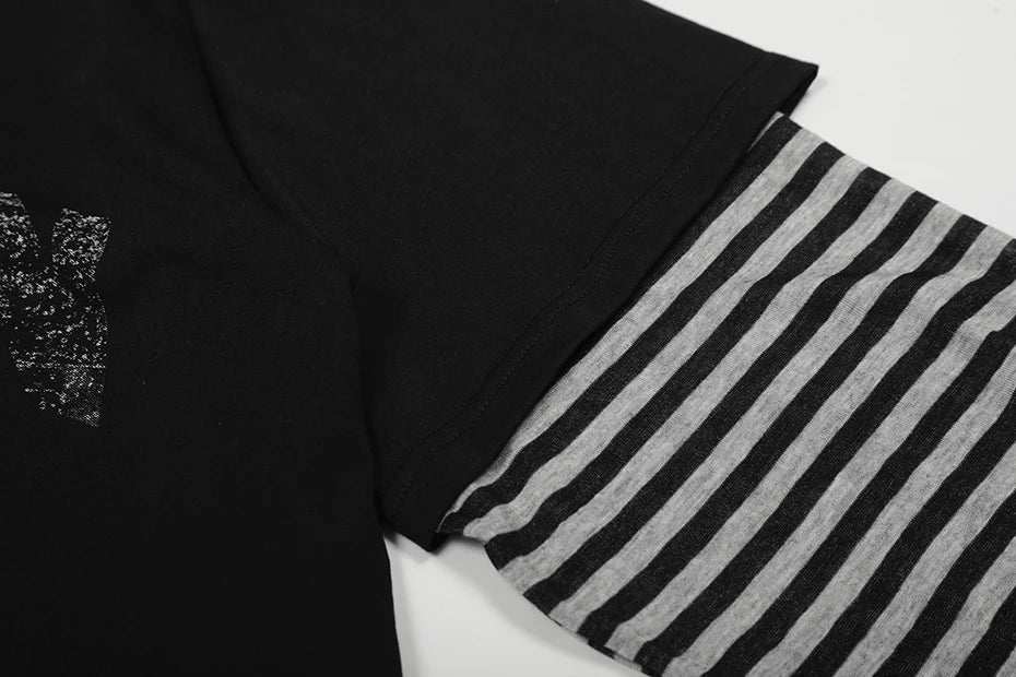 BLEGCHN Double Layered Stripe T-Shirt
