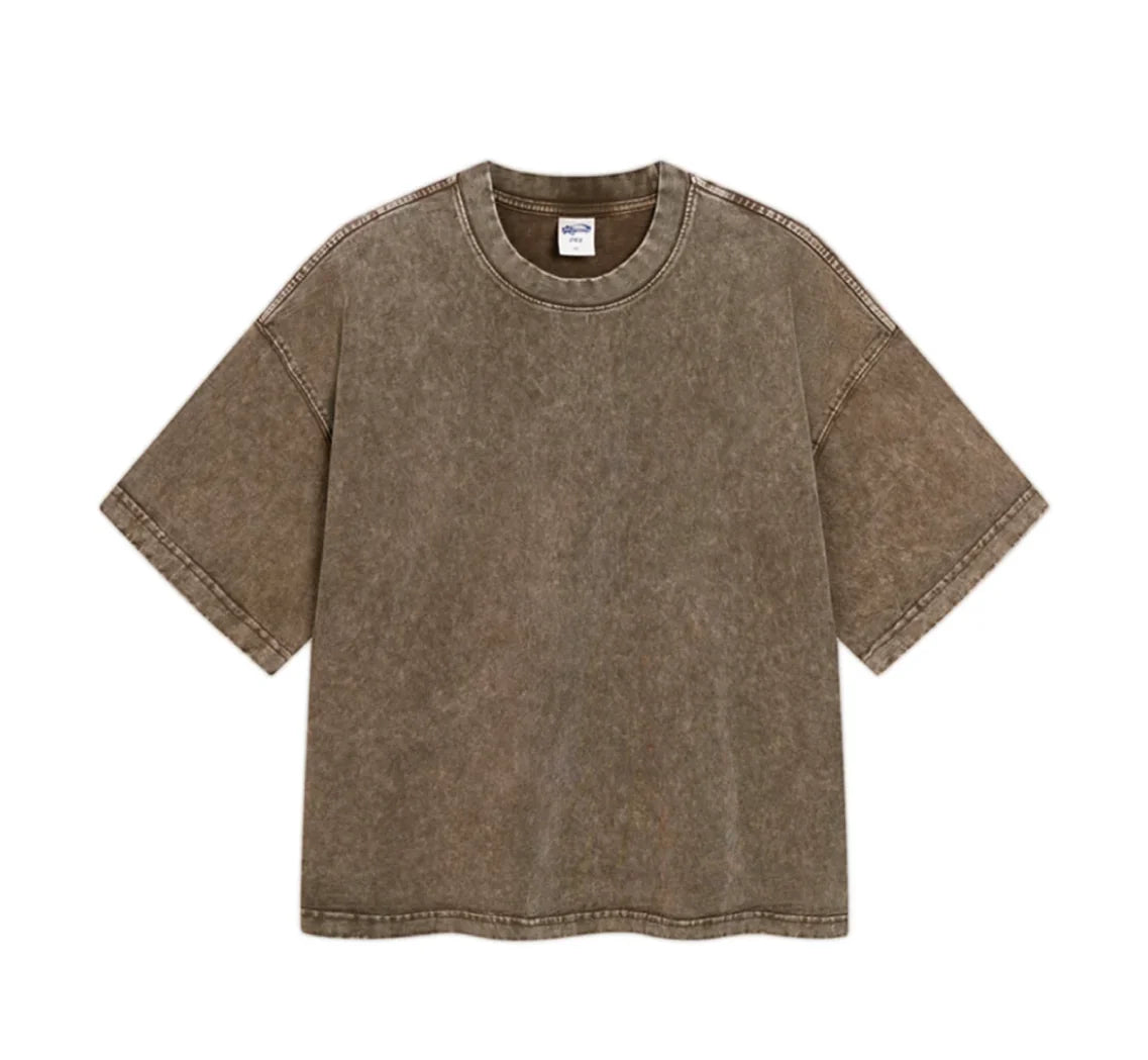Essential Boxy Fit Washed Drop Sleeve T-Shirt