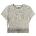 Alexander Wang Women’s Distressed Edge Rib Baby Tee Grey