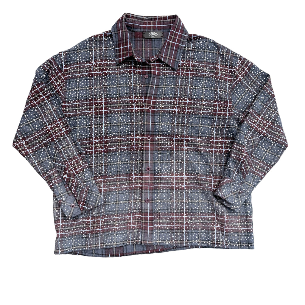 HMDD Crystal Studded Flannel Navy/Maroon