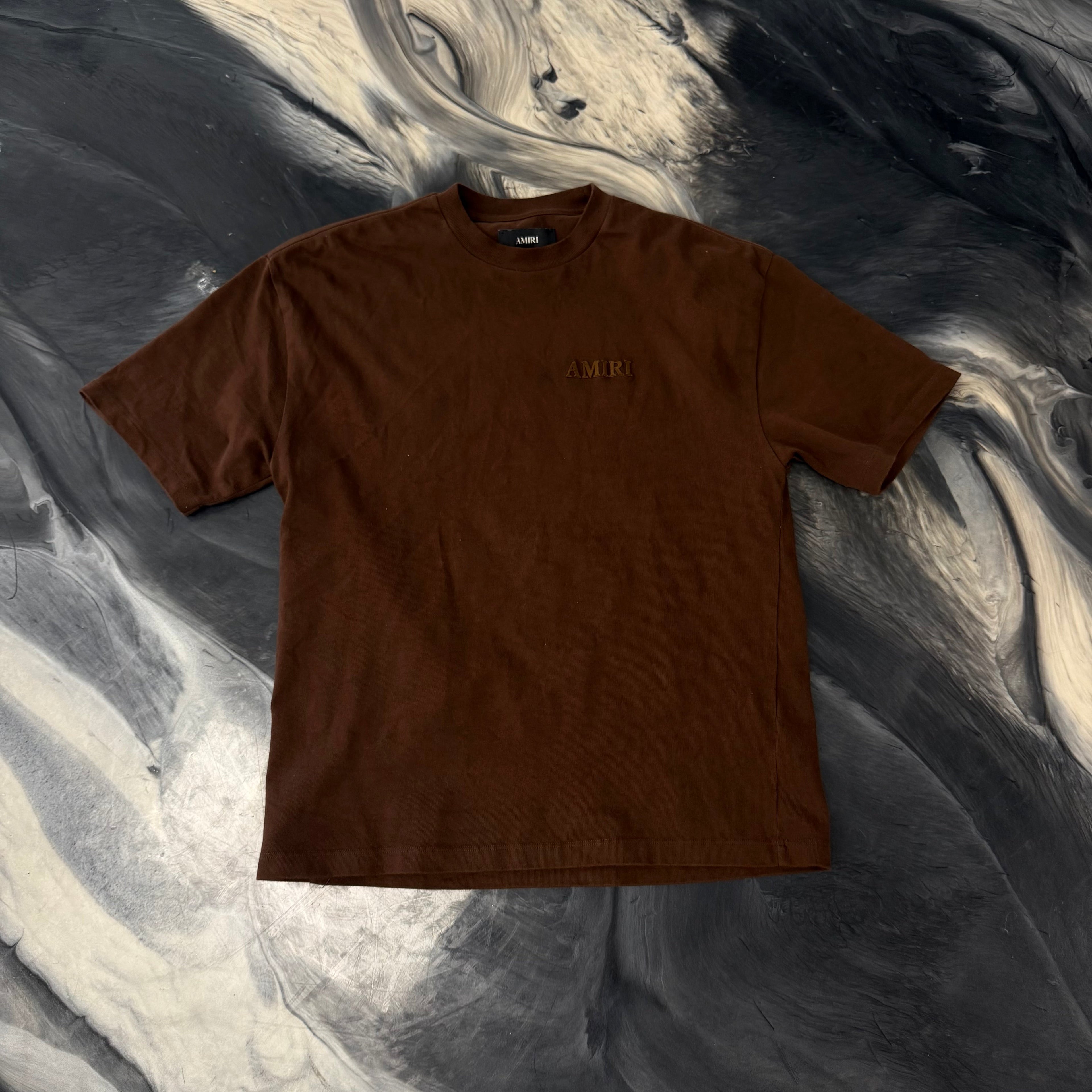 Amiri Tee Front & Back Spell Out Tee Brown