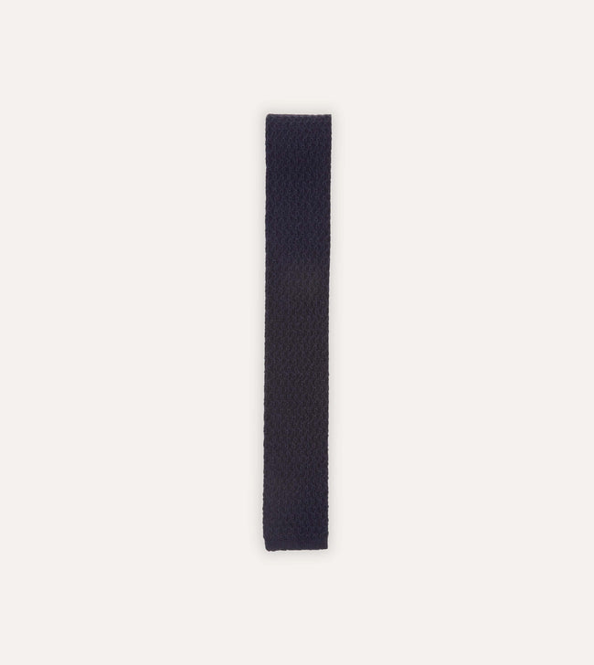Navy Knitted Cashmere Wool Solid Colour Tie Hover Image