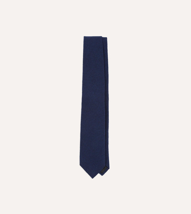 Indigo Pure Cashmere Solid Tipped Tie Hover Image