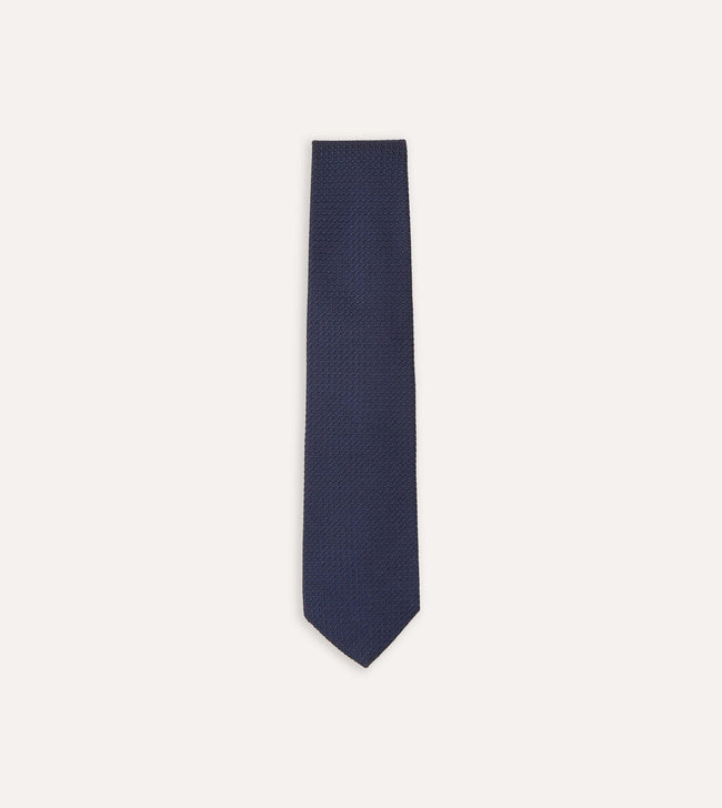 Navy Large Knot Grenadine Tipped Tie Hover Image