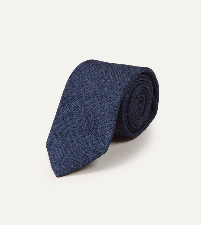 Navy Large Knot Grenadine Tipped Tie Main Image