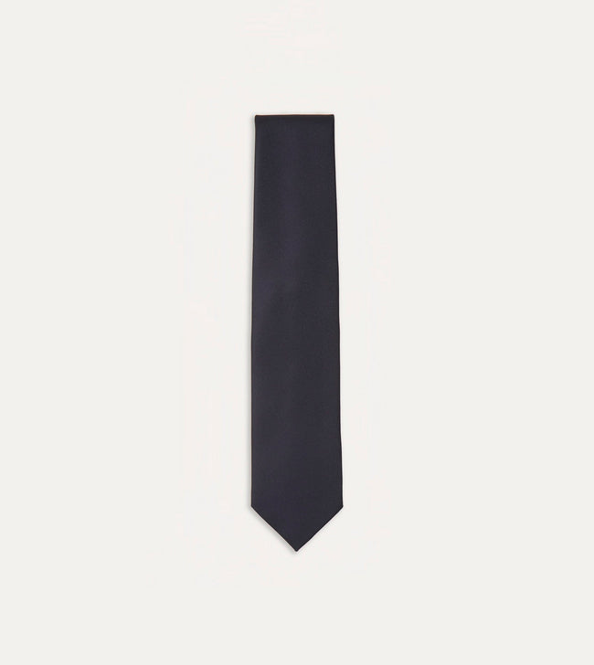 Navy Silk Twill Tipped Tie Hover Image