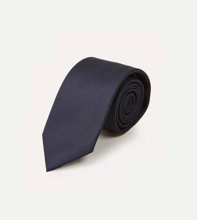 Navy Silk Twill Tipped Tie Main Image