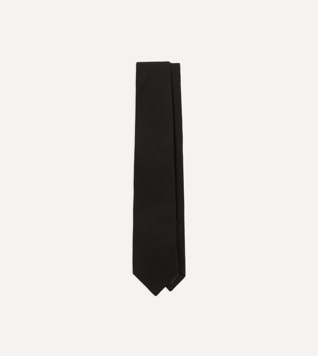 Black Pure Cashmere Solid Tipped Tie Hover Image