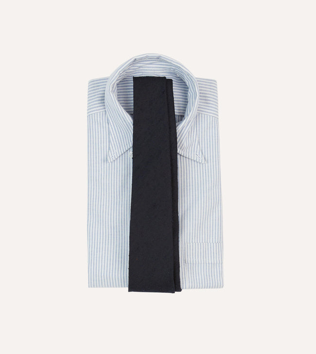 Navy Herringbone Shantung Silk Tipped Tie Main Image