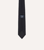 Navy Herringbone Shantung Silk Tipped Tie