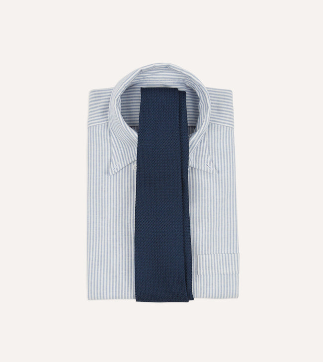 Navy Hand Rolled Large Knot Grenadine Tie Main Image