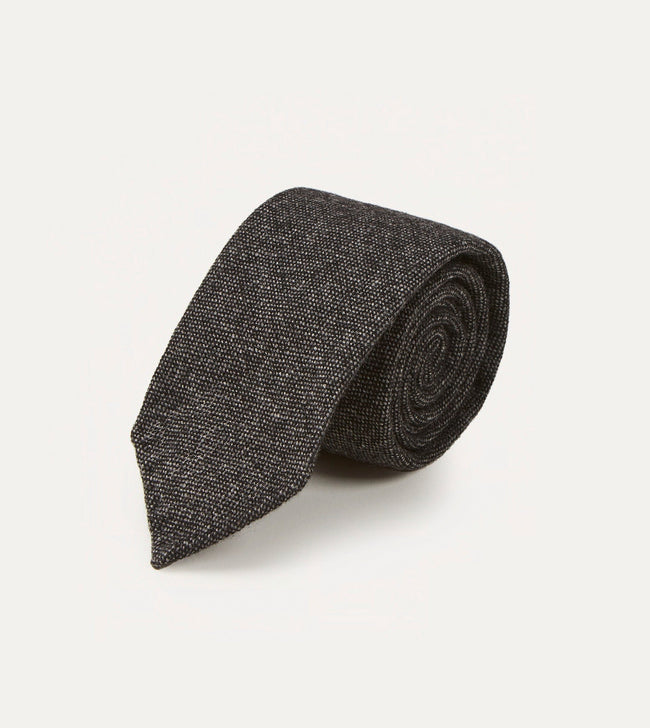 Black Pure Cashmere Solid Hand Rolled Tie Main Image
