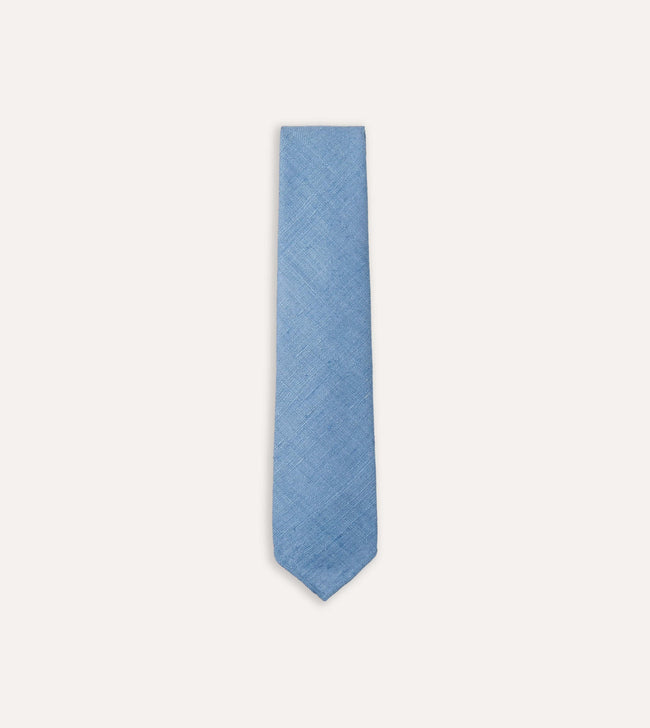 Blue Tussah Hand Rolled Silk Tie Hover Image