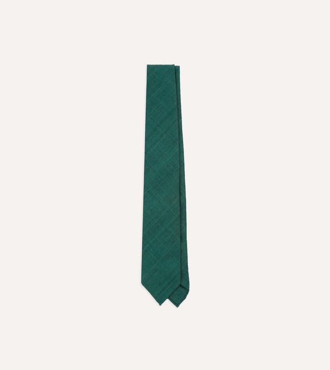 Teal Tussah Hand Rolled Silk Tie Hover Image